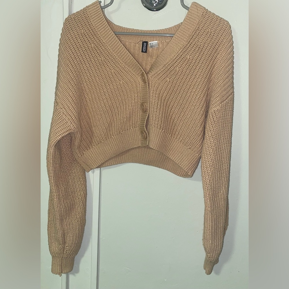 H&M Divided Rib-Knit Short Cardigan